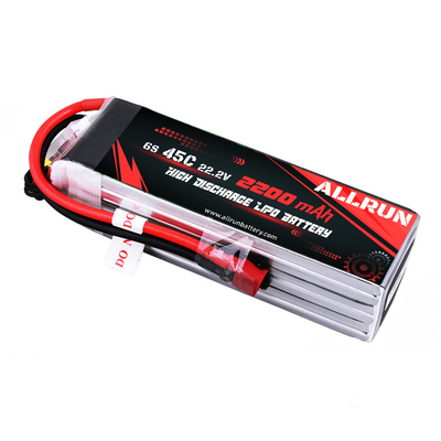 Ιατρικός εξοπλισμός 45C 6S 22.2V 2200mAh Πακέτο μπαταρίας LiPo υψηλής εκφόρτισης