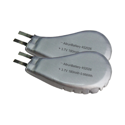 452026 Μπαταρία LiPo 3,7 V 180 mAh Προσαρμοσμένη επαναφορτιζόμενη μπαταρία Li Polymer Wearable