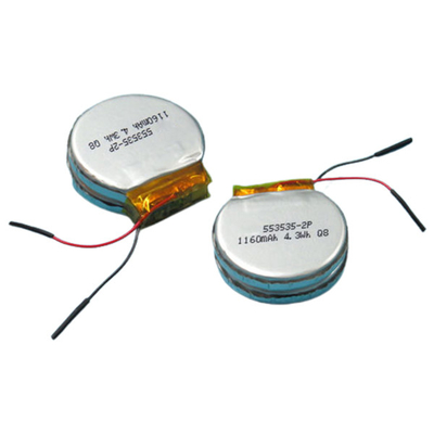 Medical Custom 1160mAh LiPo Battery 3,7 V Lithium Polymer Battery 1S2P