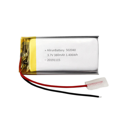 Λεπτή μπαταρία LiPo 3,7 V 380 mAh Προσαρμοσμένη επαναφορτιζόμενη μπαταρία ιόντων λιθίου