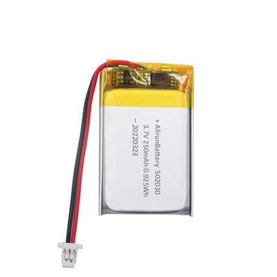 Λεπτή επαναφορτιζόμενη μπαταρία 3,7 V 250 mAh LiPo Ορθογώνια επαναφορτιζόμενη μπαταρία πολυμερούς λιθίου
