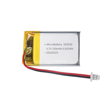 Λεπτή επαναφορτιζόμενη μπαταρία 3,7 V 250 mAh LiPo Ορθογώνια επαναφορτιζόμενη μπαταρία πολυμερούς λιθίου