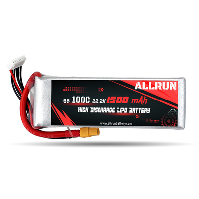 C Rate High Discharge LiPo Battery Pack 100C 1500mAh 6S 22,2V