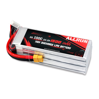 C Rate High Discharge LiPo Battery Pack 100C 1500mAh 6S 22,2V
