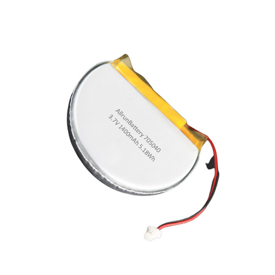 Προσαρμοσμένη 3,7V 1400mAh Στρογγυλή μπαταρία LiPo 705040 με χωρητικότητα υψηλού επιπέδου