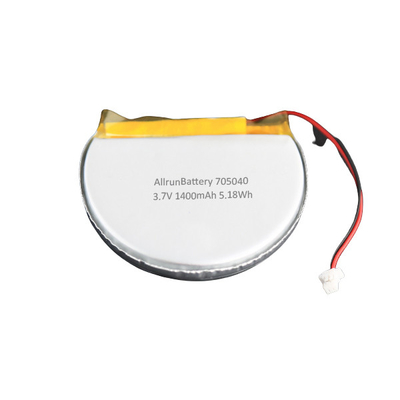 Προσαρμοσμένη 3,7V 1400mAh Στρογγυλή μπαταρία LiPo 705040 με χωρητικότητα υψηλού επιπέδου